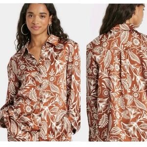 Latino Heritage Month Women's Floral Long Sleeve Button-Down Shirt